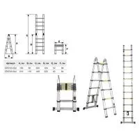 STARTUL (ST9723-044), Лестница телескопическая двухсекц. алюм. 220/440см 16,5кг